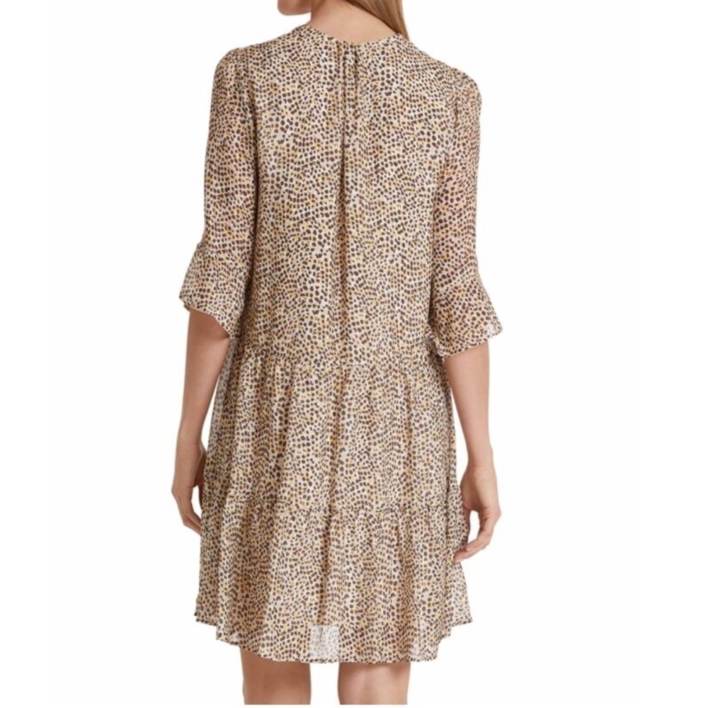 🆕 MARC CAIN wide sleeves 100% silk Leopard dress size 12 🔥